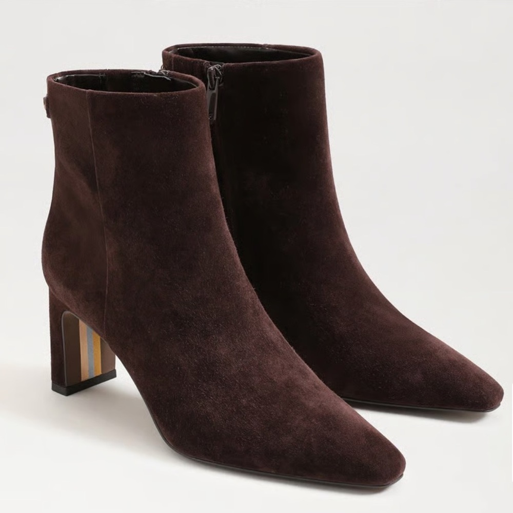 Sam Edelman Saige Dark Brown Suede Ankle Boots 8m